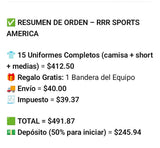 Custom order for 15 uniforms of 1st half payment